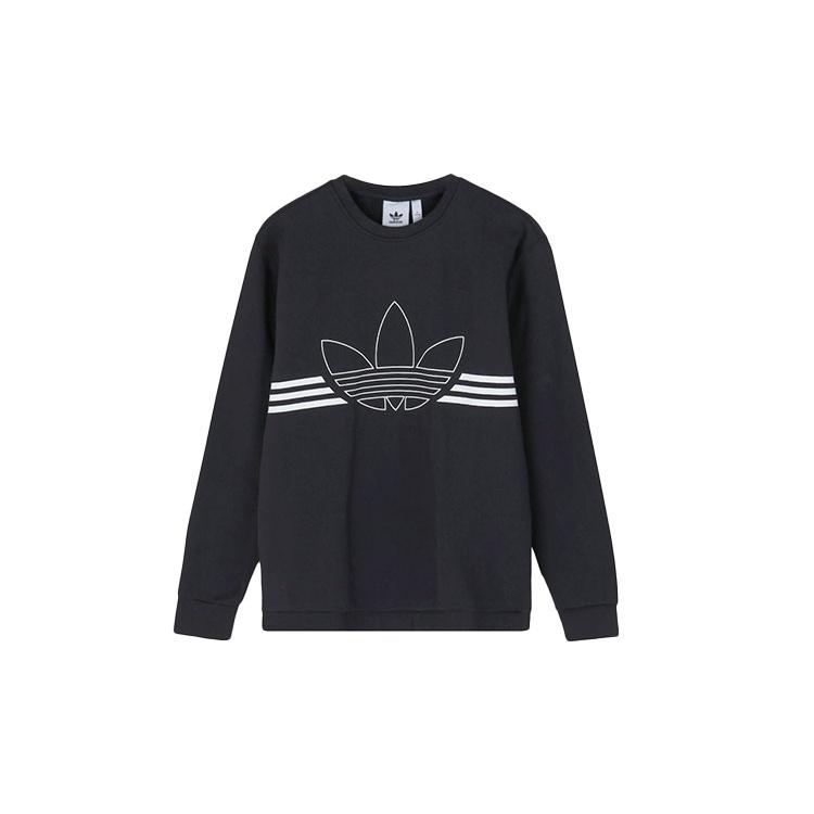 adidas originals Outline Crw Flc Casual Loose Round Neck Black Men s ED4685 S