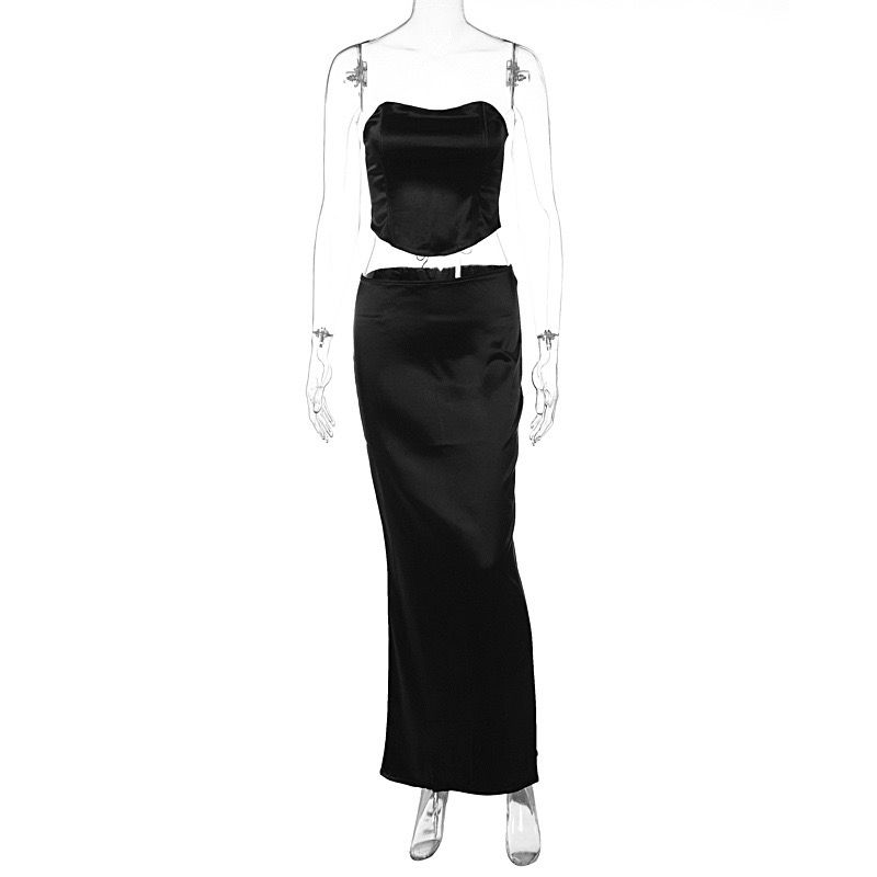 Satin Skirt New All-Matching Long dress Fashion Temperament Sexy All-Matching Sheath Long Satin Skirt for Women