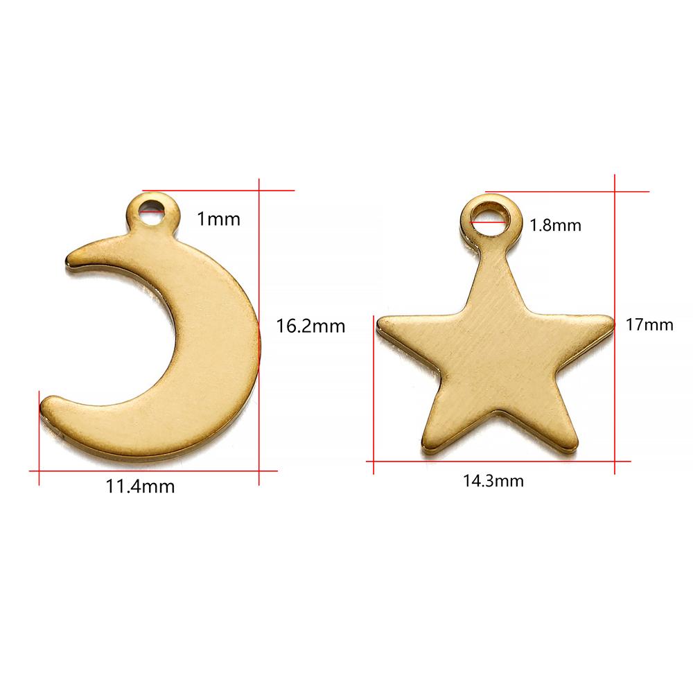 20/50Pcs Stainless Steel Star Moon Charms Pendant for DIY Earrings Necklace Bracelet Pendants Crafts Jewelry Making Accessories