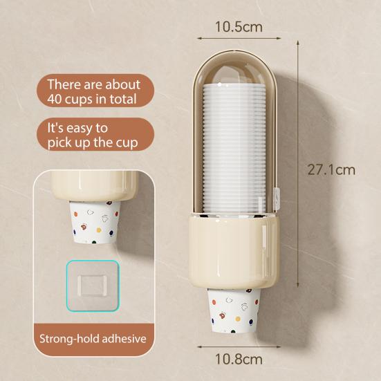Yousheng Wall Mount Disposable Cup Dispenser Large Capacity Dustproof Transparent Design Easy to Install Water Cooler Cup Holder