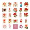 50Pcs Vintage Rose Stickers Set - Romantic Graffiti Decals for Valentine's Day & Journal Decor