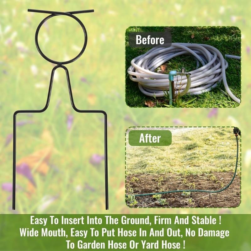 Kolíky pro vedení hadice se zaostřenými hroty do země Odolná svařovaná konstrukce Zabraňuje zalomení Vhodné pro zahradu, farmu, skleník