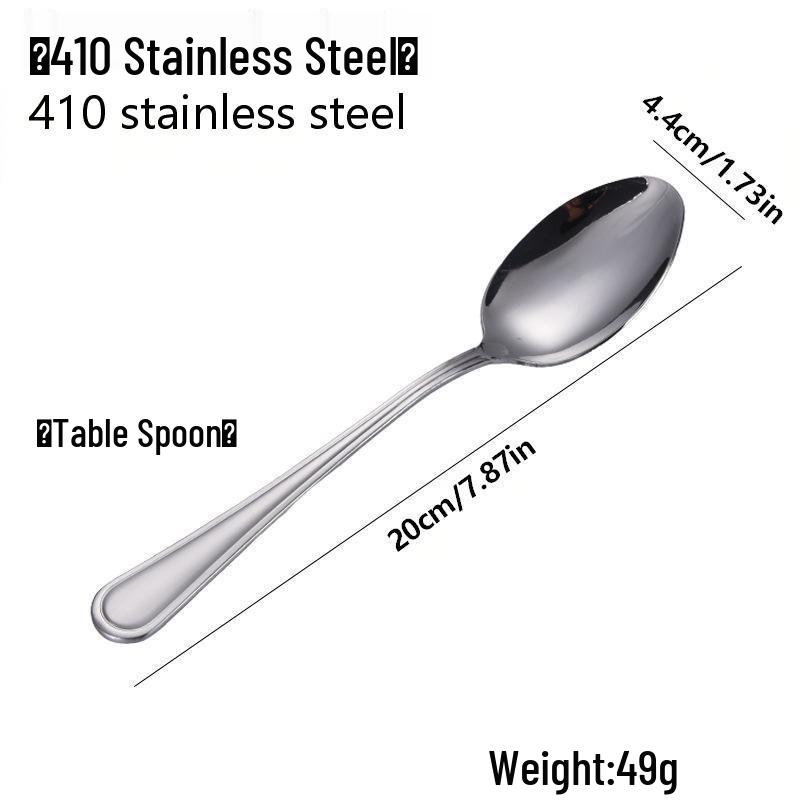 410 Stainless Steel Four-Piece Cutlery Set: Knife, Fork, Spoon - Single/Double Line for Home or Hotel Dining