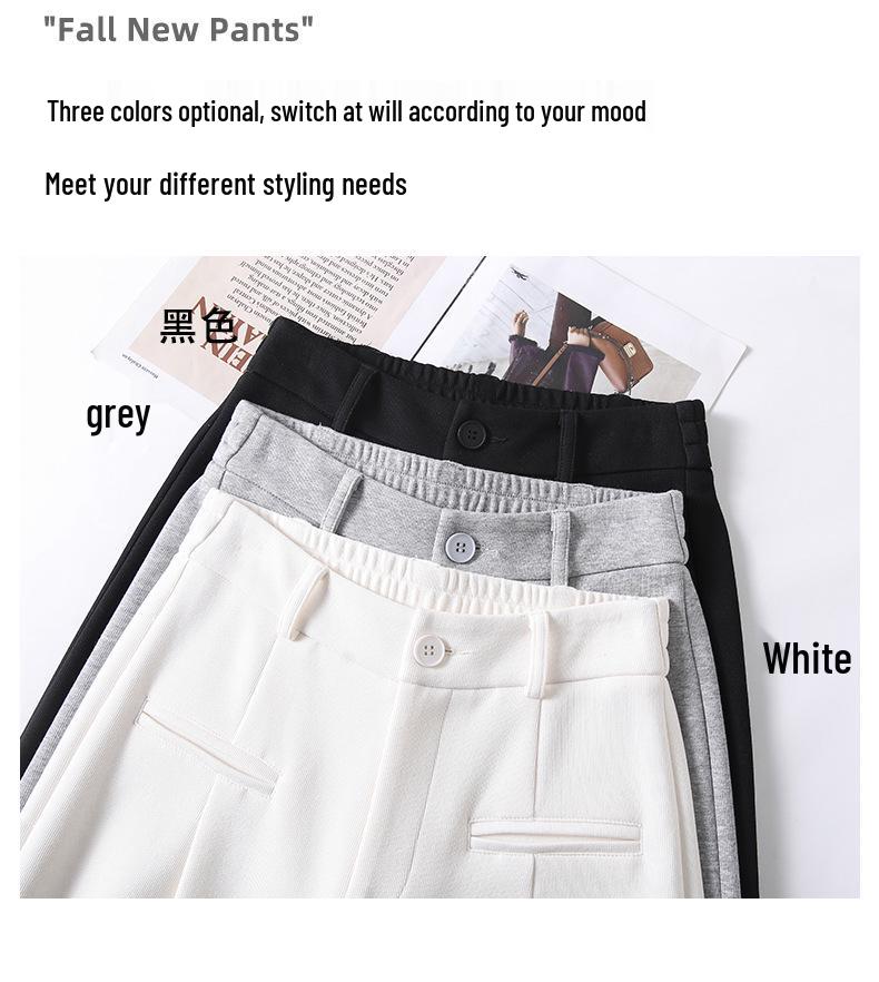High Waist Petite Gray Wide-Leg Pants - Autumn/Winter 2025 Casual Slimming Trousers for Women