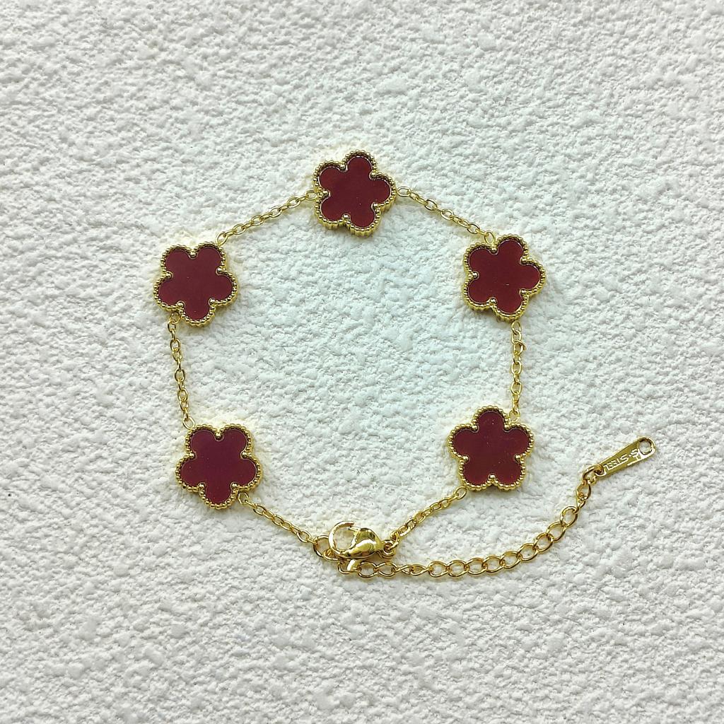 Fashion Flower Stainless Steel Bracelets For Women Trendy Gold Color Metal Bracelet Party Birthday Daily Cute Romantic Jewelry