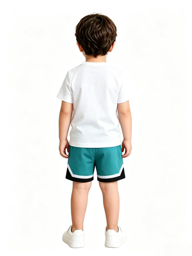 Summer Boys Cartoon Print Short Sleeve Shorts Set, Breathable Two-Piece Outfit For Home & Outdoor Wear