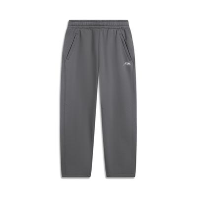 Li Ning Sports Lifestyle Series Fleece Simple Warm Straight Casual Pants Men Bottoms Coal-Gray AKLV997-4