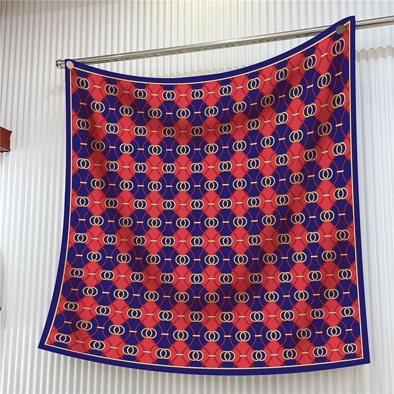 New Year Gift 90cm Large Square Scarf Scarf Women'S Scarves Spring And Autumn Style Fashion Shawl European American Twill Print
