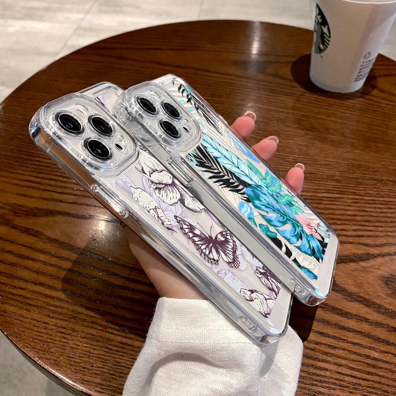 Ziedu apdrukas silikona telefona maciņš tālrunim Iphone 15 Pro Max 14 Pro 13 12 11 7 8 Plus XS Max XR X XS Triecienizturīgs mīksts caurspīdīgs vāciņš