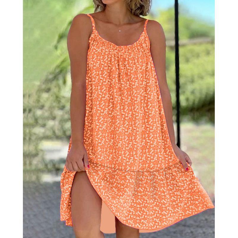 Floral Sleeveless Camisole Vest Dress Floral Sleeveless Sling Vest Dress