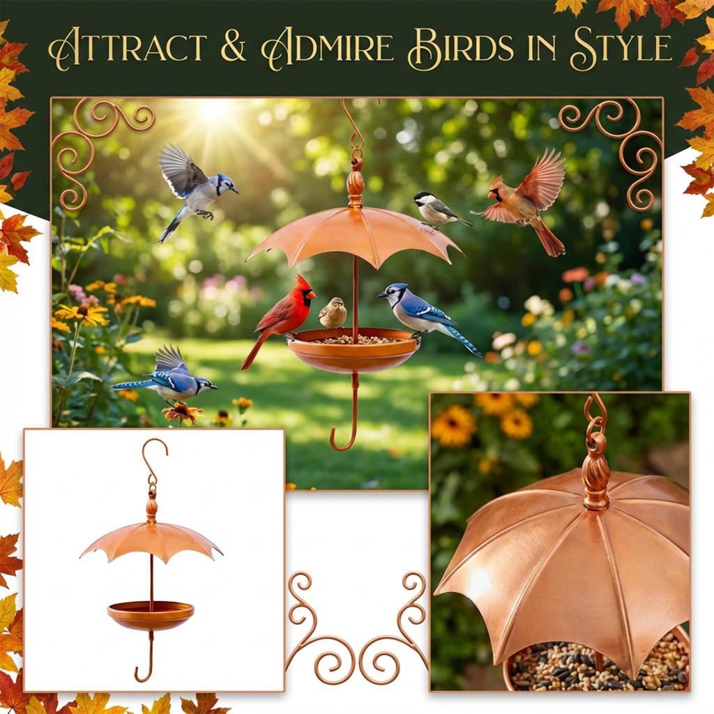 Umbrella-Shaped Hanging Bird Feeder - Weather-Resistant Garden Decor For Outdoor Bird Lovers