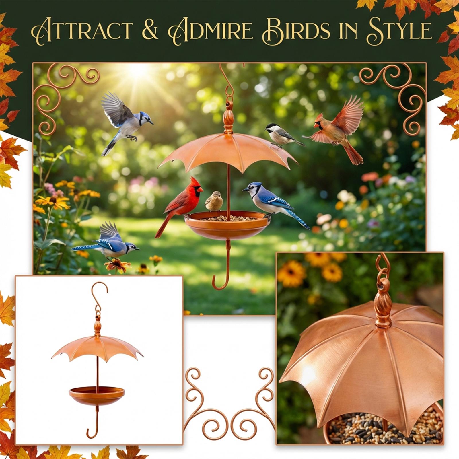 Umbrella-Shaped Hanging Bird Feeder - Weather-Resistant Garden Decor For Outdoor Bird Lovers