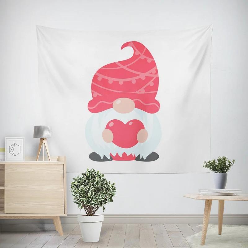 Natal Ano Novo Gnome Amor Padrão Tapeçaria Sala Sofá Carro Decoração Interior Tapeçaria