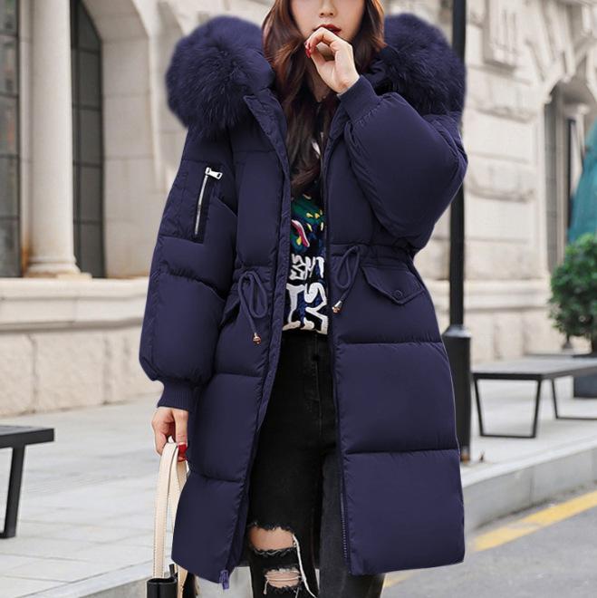 Down cotton-padded clothes, women's medium and long bread clothes, large fur collar cotton-padded jackets, new thickened cotton-padded jackets,