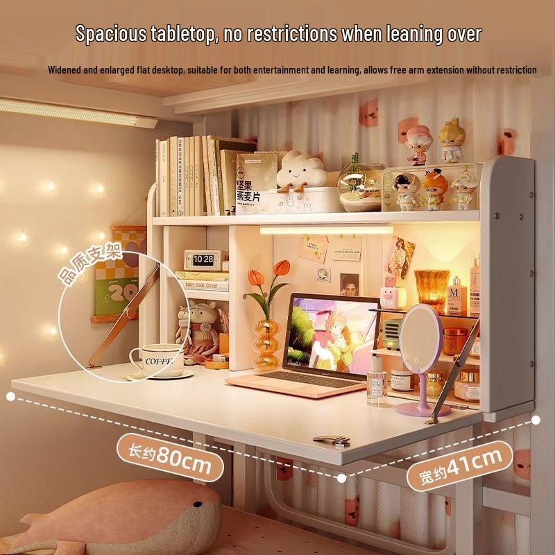 Cama litera escritorio plegable compacta con almacenamiento de mesita de noche con cerradura