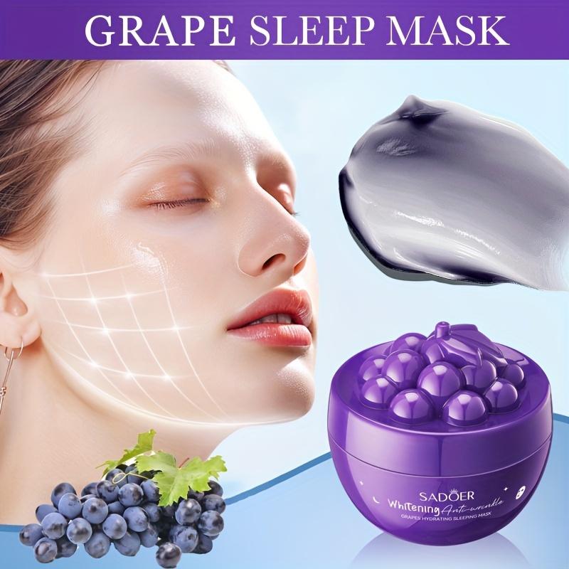 SADBER Grape Sleep Facial Mask - Moisturizing Niacinamide & Collagen Mask, Hypoallergenic, Alcohol-Free - Brightens & Hydrates All Types