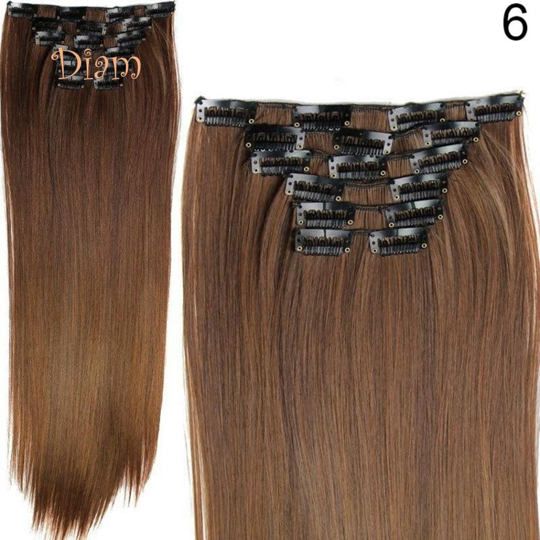 

Пряма термостійка перука для нарощування волосся Diamo Temperature Fiber Clip 5#