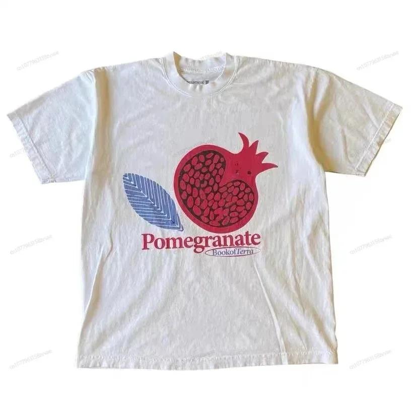 2025 Summer Cherry Pattern Print Washed Round Neck T-shirt Gothic Classic Y2K Plus Size Women's T-shirt Oversized Cotton T-shirt