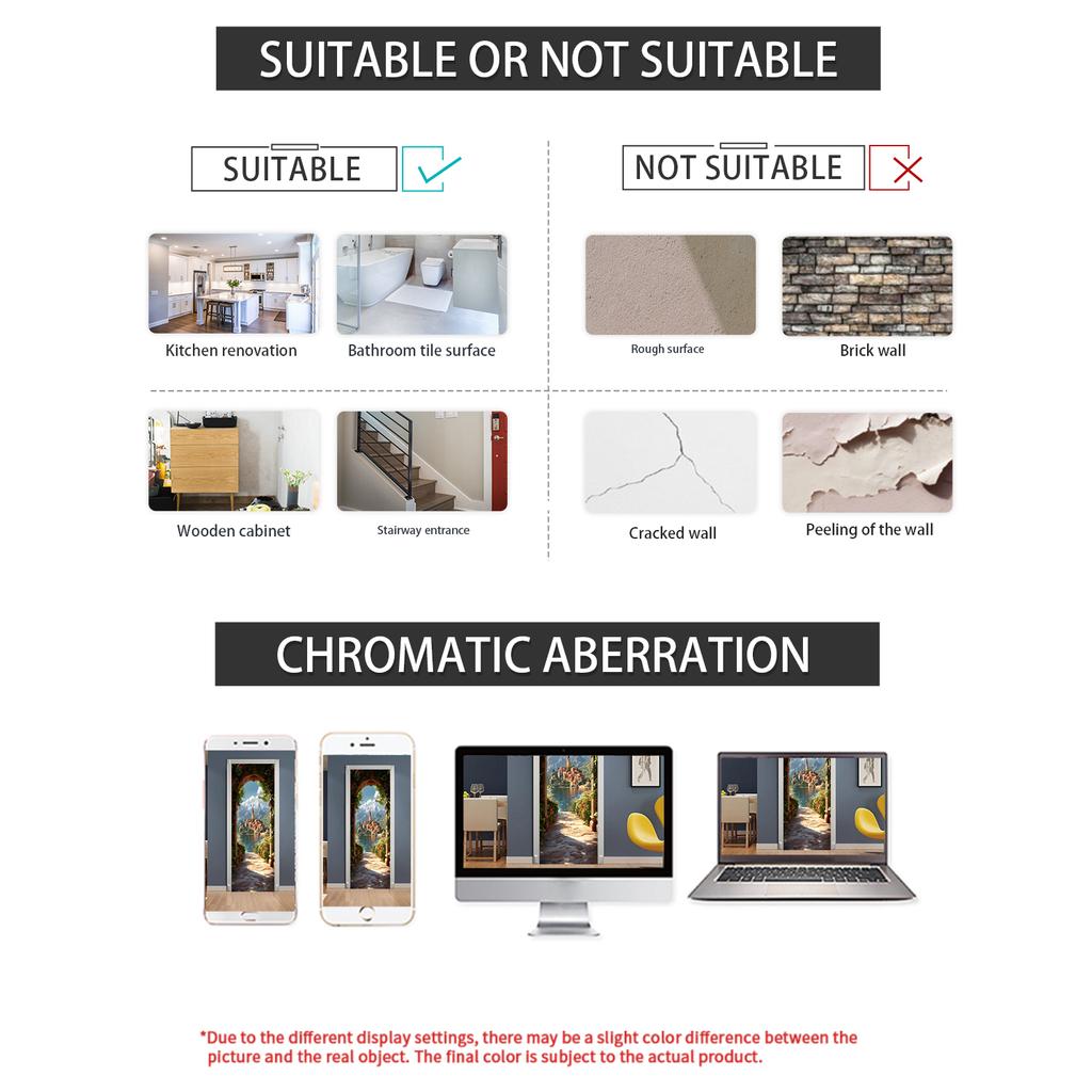 77/90cm Self-Adhesive Door Stickers Removable Wall Sticker Scenery Wallpaper Stone Stair Murals for Doors Modern Home Decor