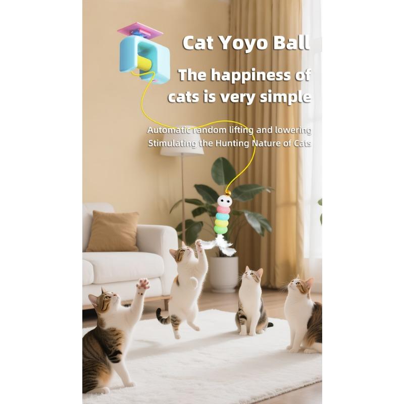 1pc Automatic Swing Door Toy with USB Charging - Indoor and Outdoor Interactive Hanging Cat Ball (artificial Feathers) - Suitable for All Breeds