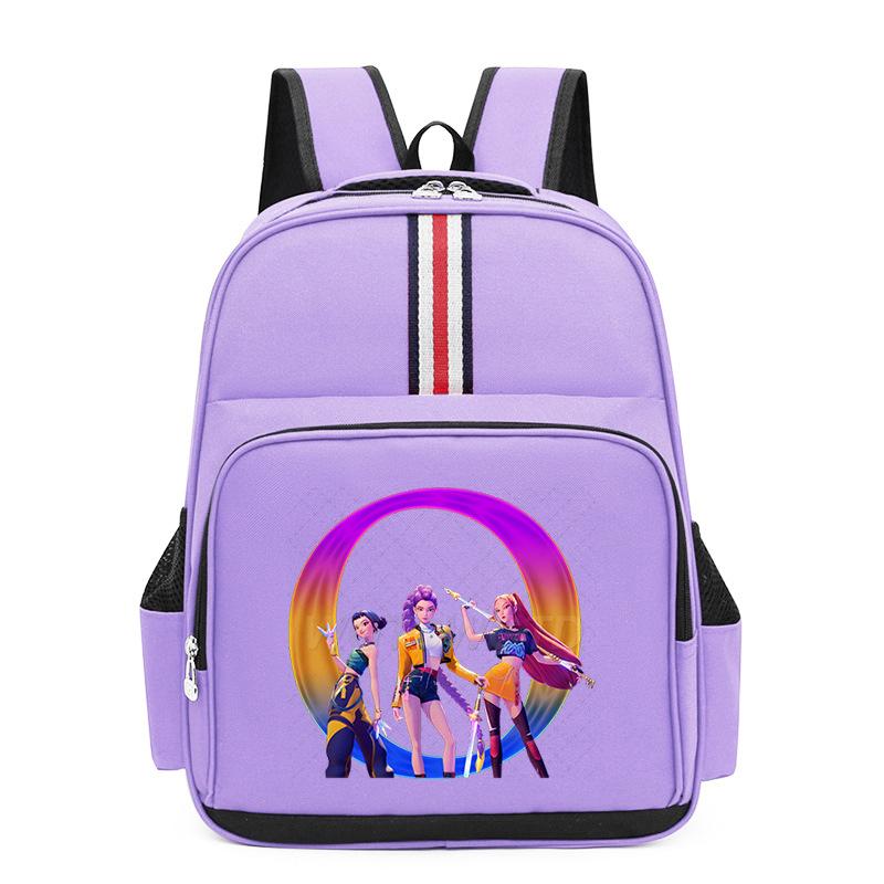 College Style Trend 26 Letter Printing Anime Cartoon Large Capacity Burden Reduction Backpack Casual Student School Bag