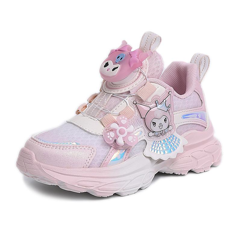 Ademende Sportschoenen voor Meisjes Kuromi, Zachte Zool Student Hardloopschoenen, Veelzijdige Leuke Knoopschoenen, Modieuze Casual Schoenen, Trendy