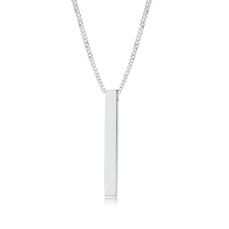 Vnox 3D Vertical Bar Necklaces for Men, Layering Stainless Steel Geometric Pendant, Layered Wheat Rope Cuban Chain, Boy Collar