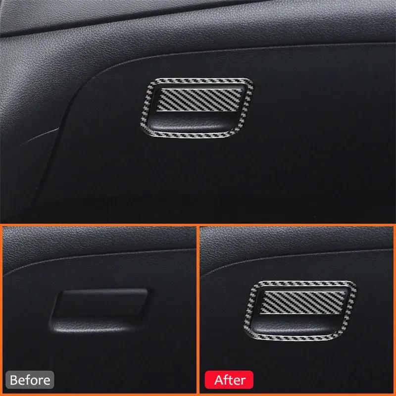 For Nissan X-TRAIL 2014-2018 Car Carbon Fiber Co-Pilot Storage Box Switch Handle Panel Frame Decoration Stickers Interior Parts