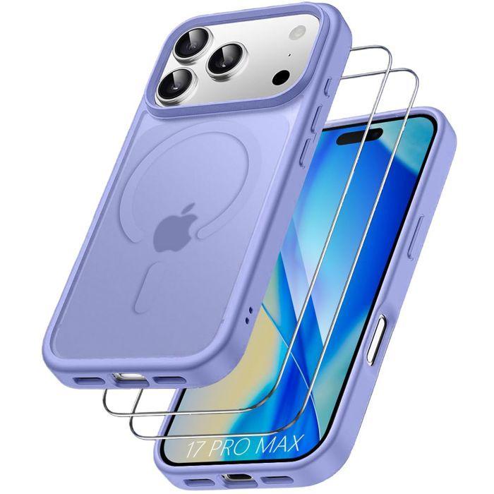 Coque de Protection - BOOLING - iPhone 17 Pro Max - Violet - Antichoc - 2 Verres Trempés