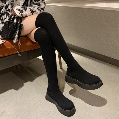 Fashion Rimocy Women Platform Over The Knee Boots Stretch Knitting Sock Long Boots Woman 2024 Autumn Thick Bottom Thigh High Botas Mujer