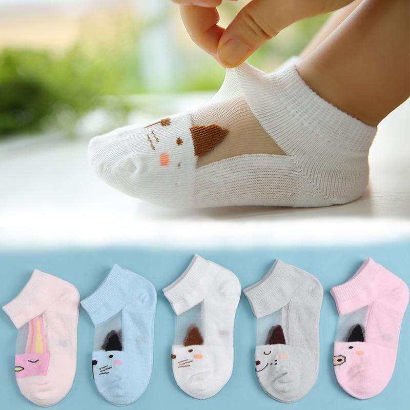5 PAir Set Children Socks Summer Fishnet Boy Socks Spring Summer Thin Mesh Boat Socks Boys Girls Short Socks