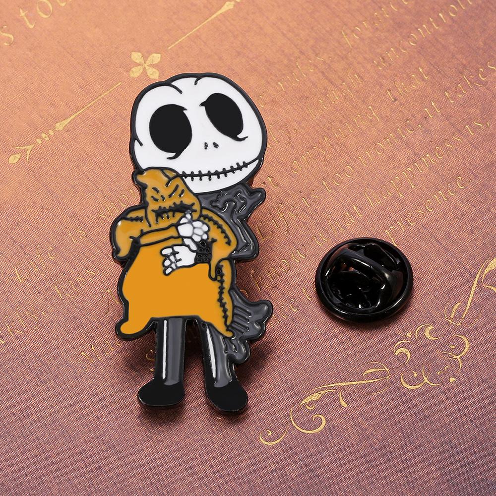 Halloween Brooch, Christmas Eve Horror, Wizard Hole Pumpkin Head Jack Personality Alloy Enamel Ornament Badge