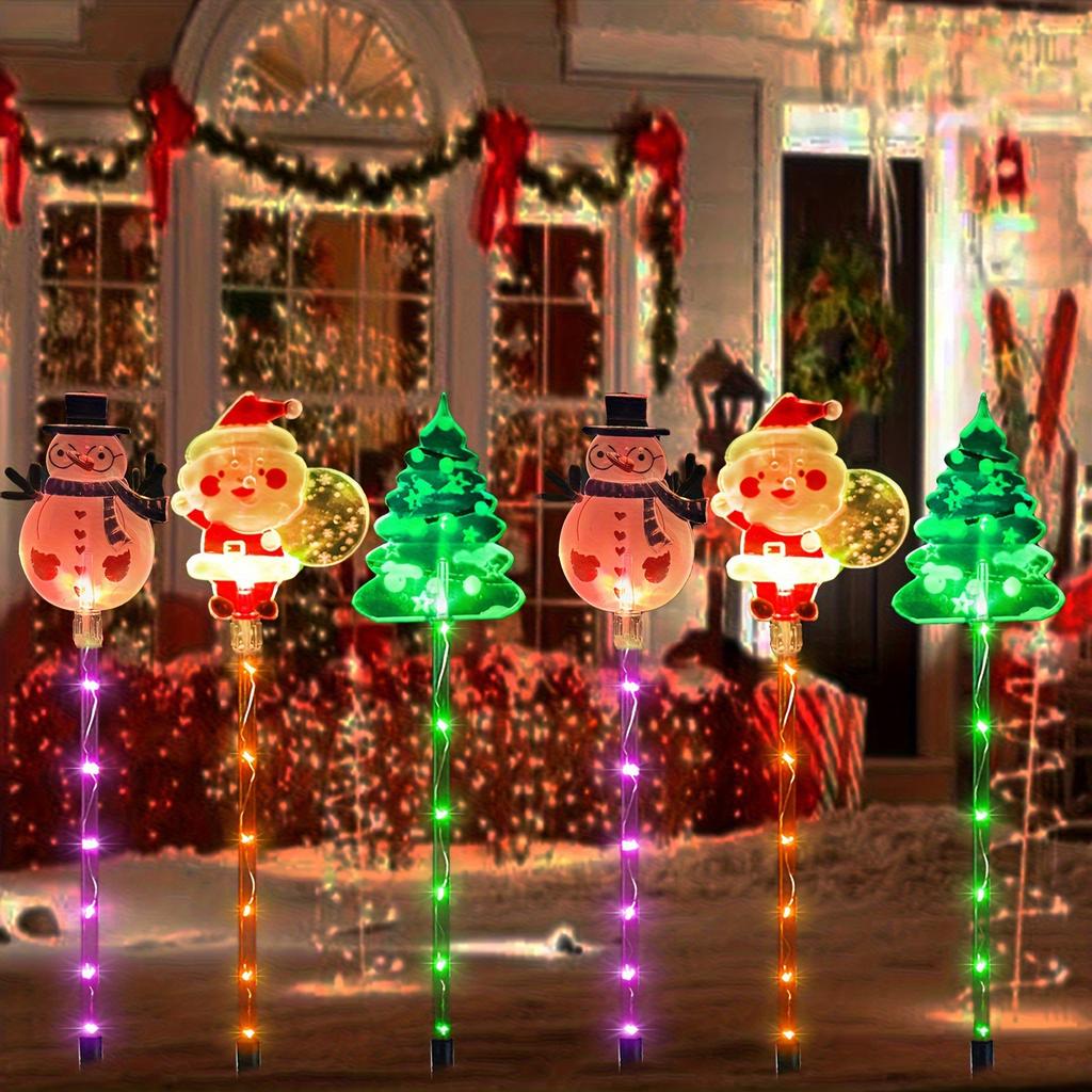 Ground Inserted Christmas Decorative Lights Waterproof LED Outdoor Solar Lights for Walkway Yard Lawn Porch Holiday Decor