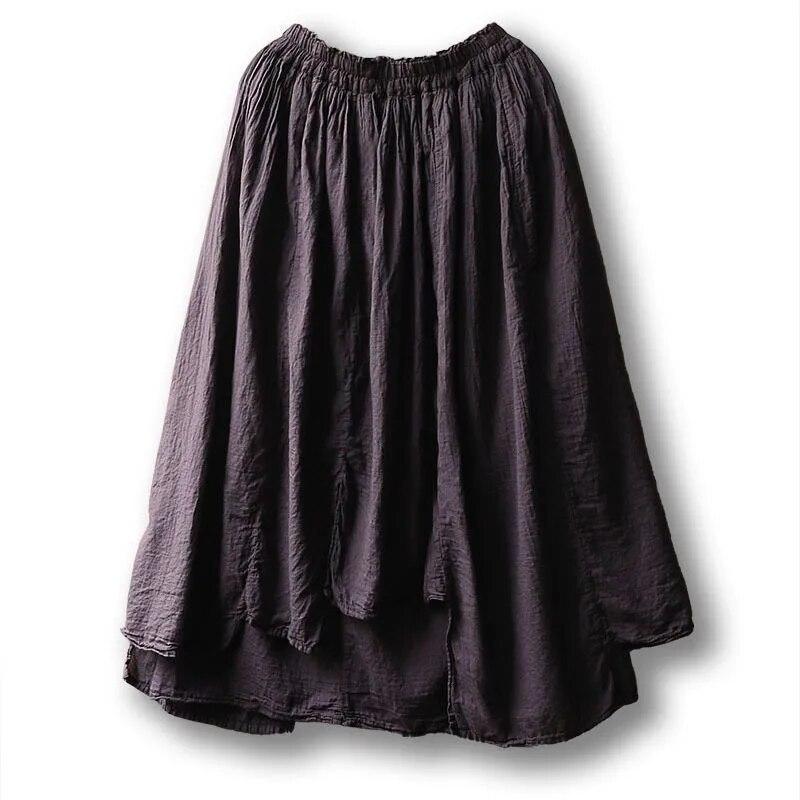 

Johnature женские винтажные многослойные юбки неправильной формы с эластичной резинкой на талии, однотонная хлопковая одежда, осенние юбки трапециевидной формы One Size темно-фиолетового