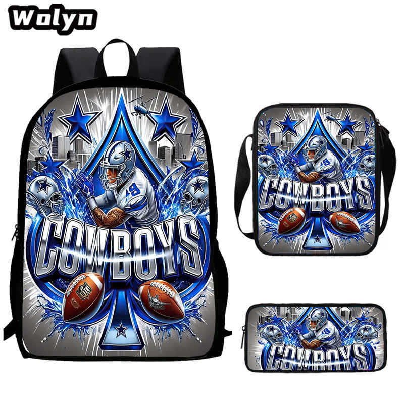 Football football 16 inch meal bag satchel three-piece pattern primary school backpack