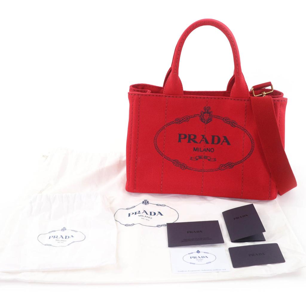 Ausgezeichnete PRADA Handtasche Canapa Dreieck Mit Logo 2-Wege Canvas Tragetasche 1BG439 Gebraucht
