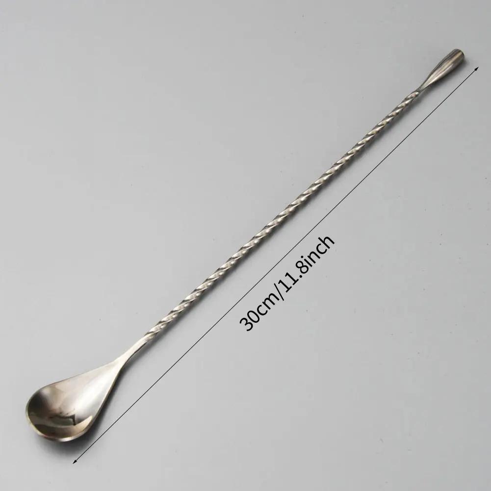 

30 см Длинная ручка для коктейлей Барменская палочка для смешивания Барная ложка из нержавеющей стали Набор для бармена Аксессуары Шейкер для виски Кухня