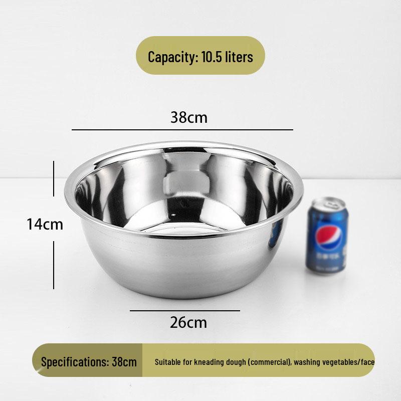Extra Thick 304 Stainless Steel Household Deep Soup and Mixing Basin