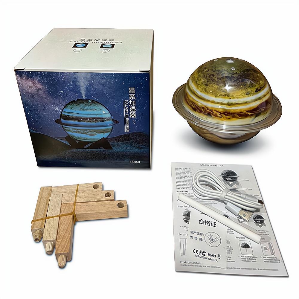 Galaxy Planet Luftbefeuchter 330ml Starker Nebel Haushaltszerstäuber LED Nachtlicht Kreisförmige tragbare USB-Aromatherapie-Atmosphärenlampe