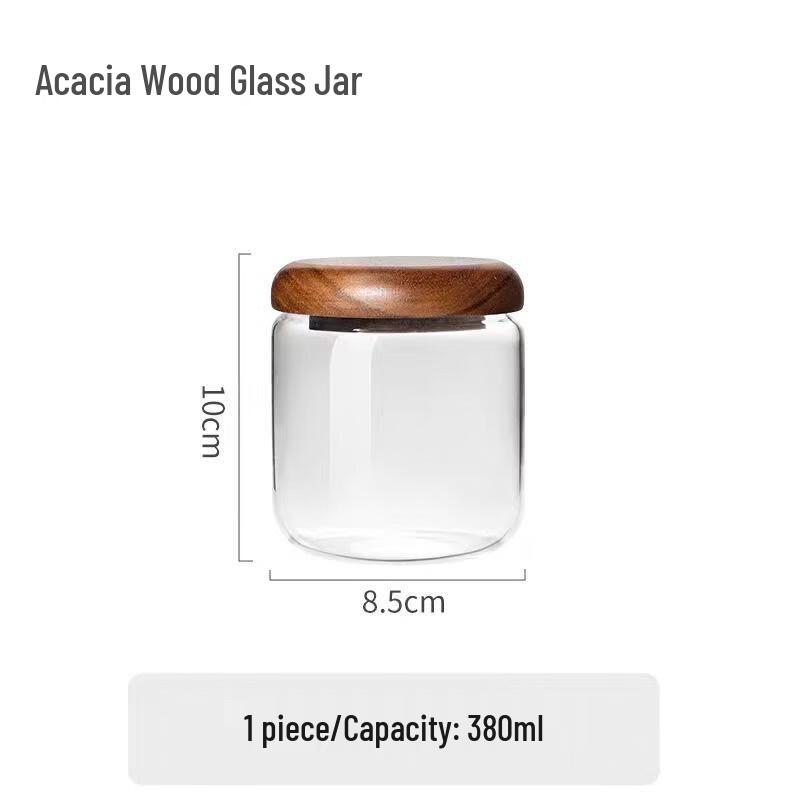 ZISIZ Glass Storage Jar with Wooden Lid