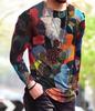 Vintage Punk Street Style Pánská trička s dlouhým rukávem Jaro Podzim 3D tisk Trička pro mladistvou vitalitu Plus velikost 6XL