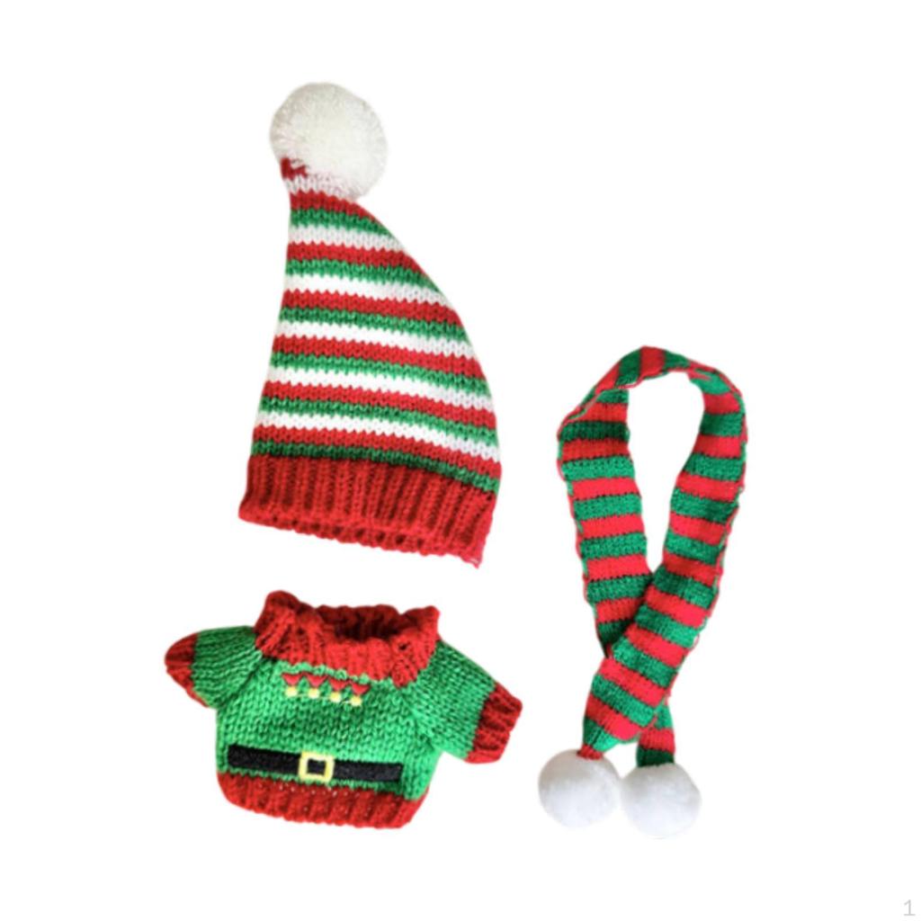 Plush Doll Pullover Top Dress Up Christmas Snowman Outfit Keychain Clothes Set for 6.69''