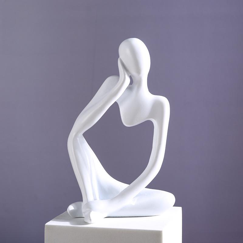 Y Mini Abstract Thinker Statue - Modern Resin Sculpture for Home Decor & Living Room Creative Figurine for Bookshelf Office Desk