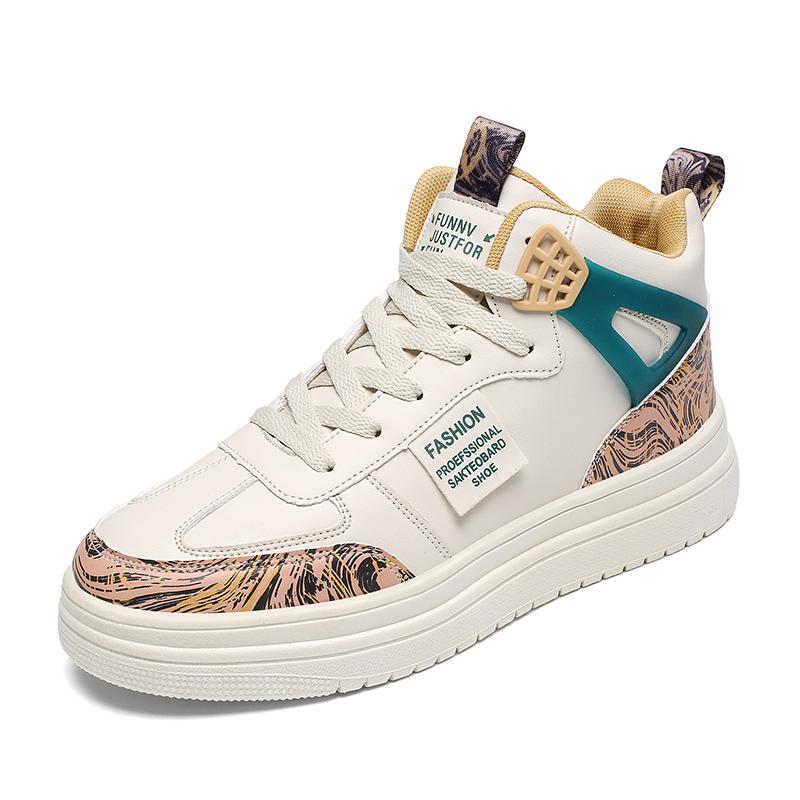 Casual High Top Small White Shoes Men's and Women's Thick Sole Elevating Sports Shoes Skates Comfortable Deodorant Sports Shoes