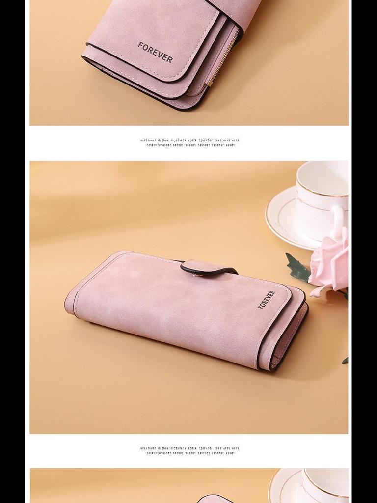 Korean Women's PU Leather Frosted Clutch: Multi-Purpose Long Wallet & Large Capacity Card Holder