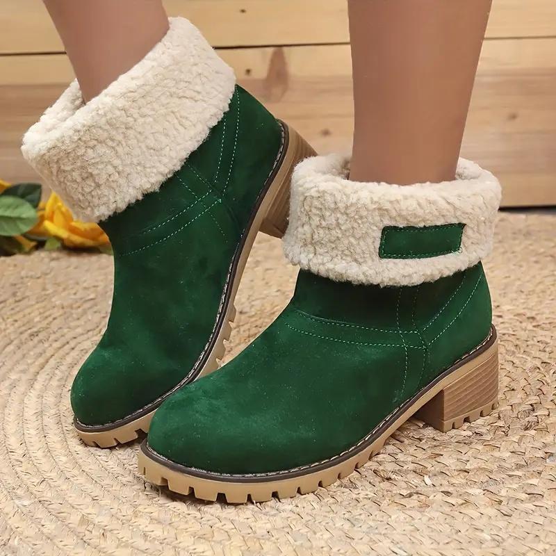 Winter Fashion Casual/Comfortable Fashion Boots Plus Velvet Warm Square Heel Round Toe Solid Color Women's Boots Knight Boots