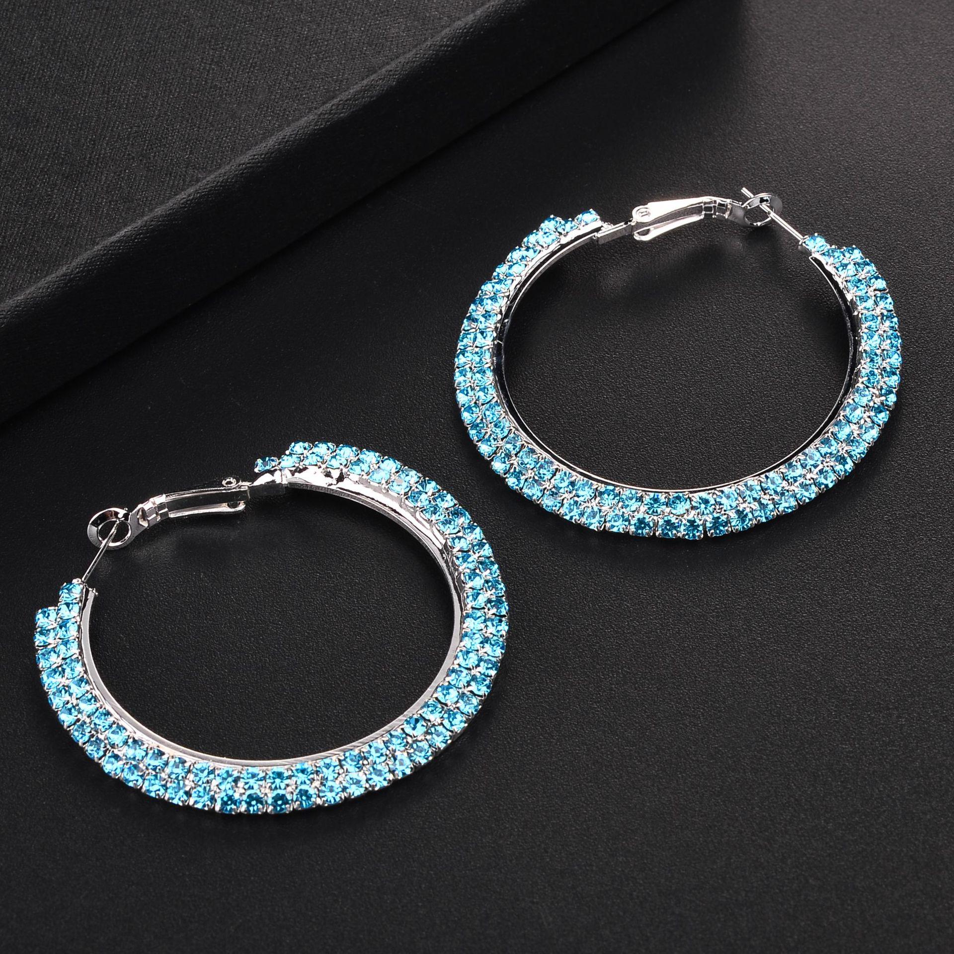 European  American New Style Rhinestone Double Row Earrings  Ear Cuffs for Women