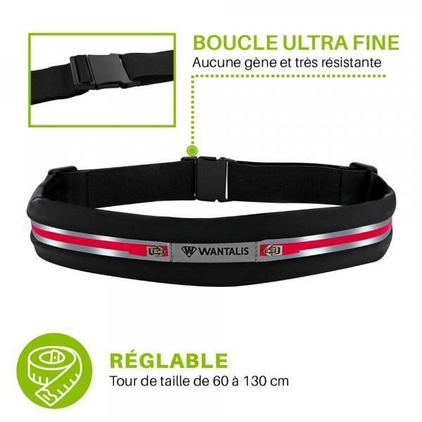 Ceinture de running - WANTALIS - Universelle - Étanche - 2 Poches - Rose