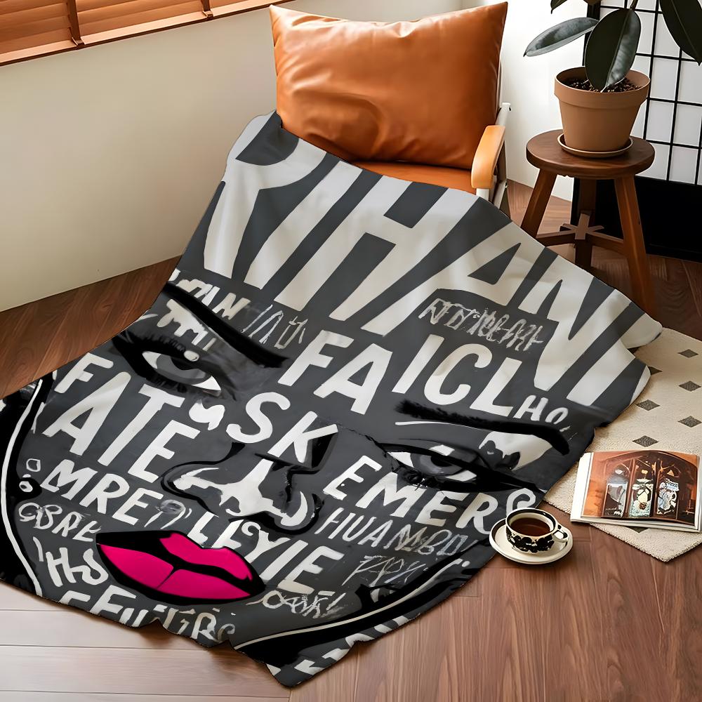 Music R-Rihanna Throw Flannel Cozy Print Blanket, Portable, Durable Machine Washable Cute Cool