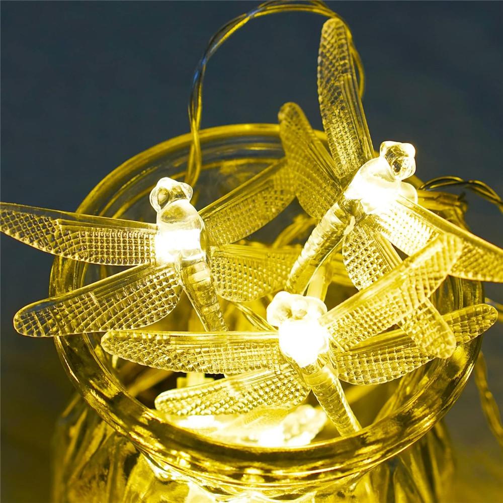 50LED Solar Dragonfly String Lights with 8 Modes Outdoor Garden Fairy Lights Waterproof Solar Powered for Patio Yard Christmas Decor